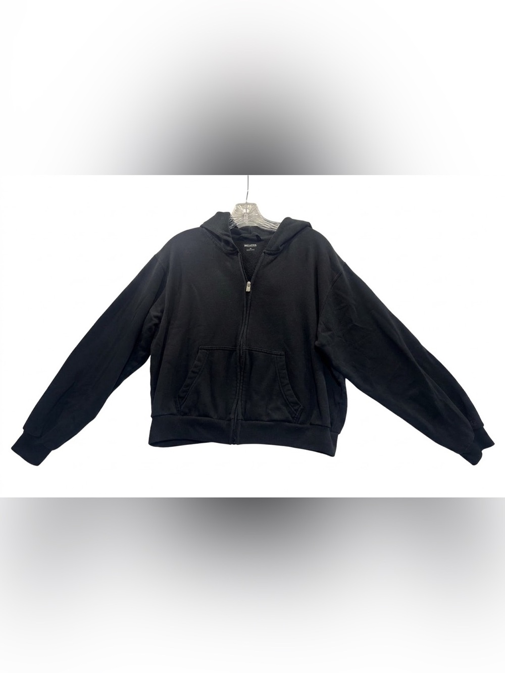 HOLLISTER Black Full Zip Crop Hoodie Jacket - Size Small - Y2K skater vibes